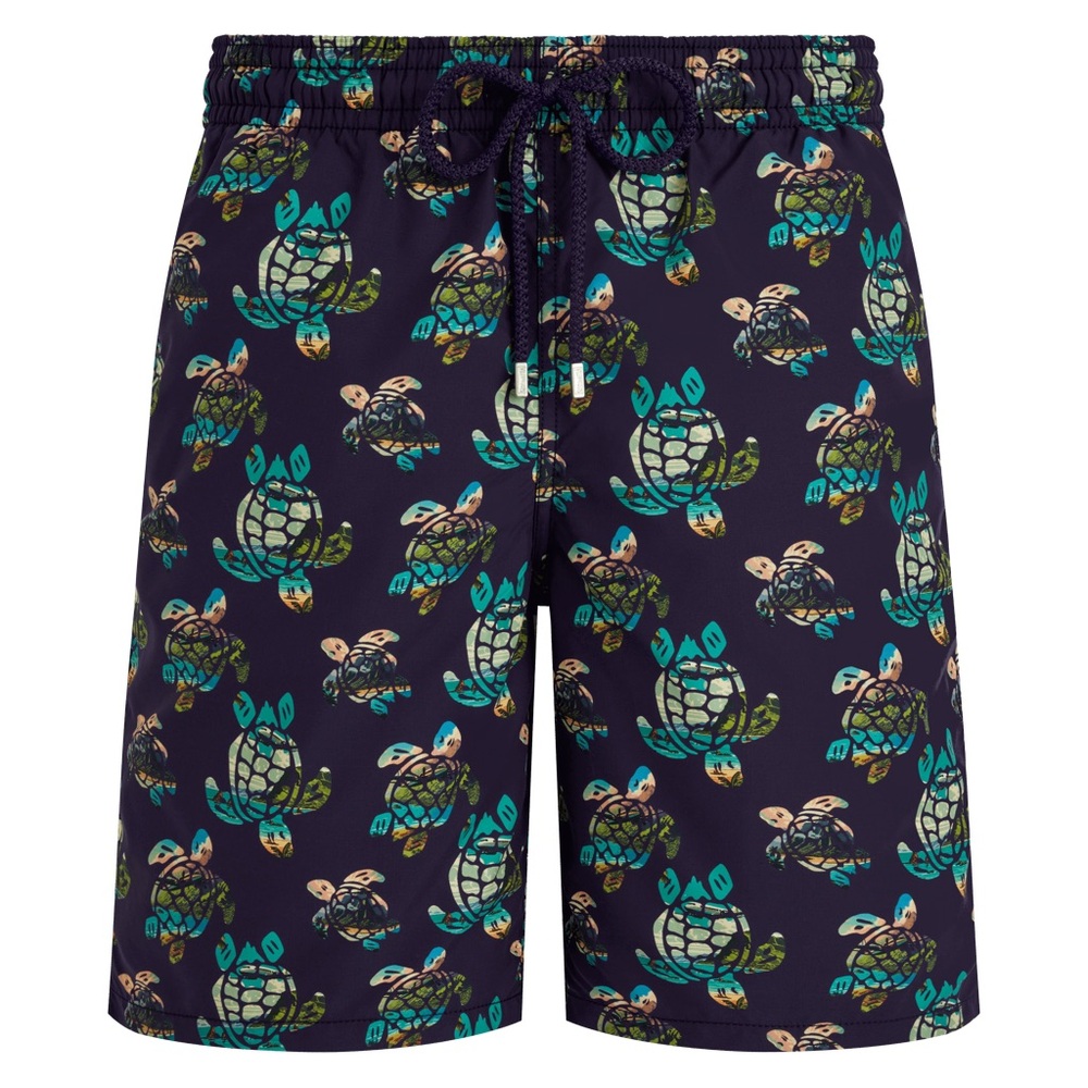MEN LONG SWIM TRUNKS LANDSCAPES TURTLES - new with tags
